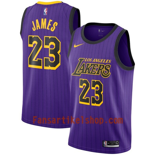 Los Angeles Lakers Trikot LeBron James 23 2018-19 Nike City Edition Lila Swingman - Herren
